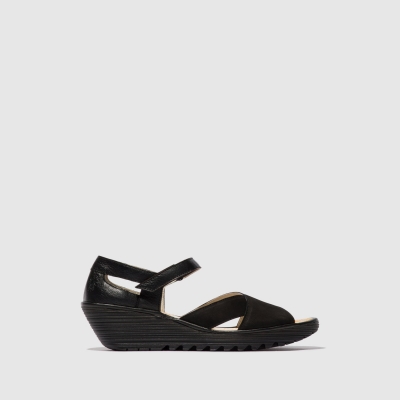 Black Fly London Ankle Strap Women's Sandals | USA98ZKQL