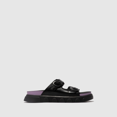 Black Fly London Buckle Women's Mules | USA57DUAR