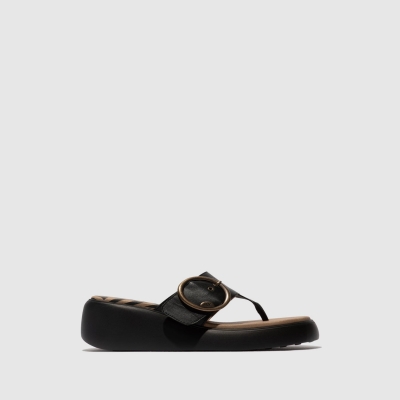 Black Fly London Buckle Women's Mules | USA86UDRI