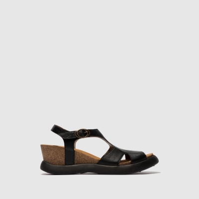 Black Fly London Buckle Women's Sandals | USA80KQTW