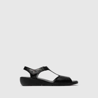 Black Fly London T-Strap Women's Sandals | USA26CYED