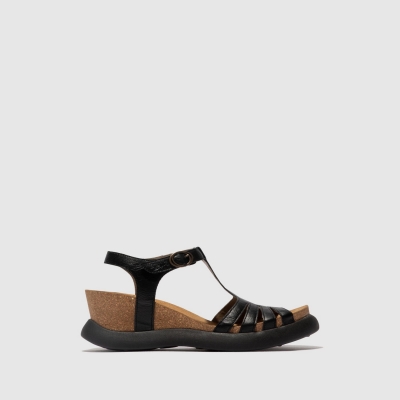 Black Fly London T-Strap Women's Sandals | USA97LMFD