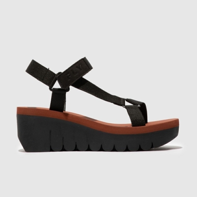 Black Fly London Velcro Women's Sandals | USA82BLOZ