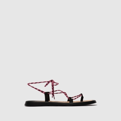 Black / Purple Fly London Lace-up Women's Sandals | USA92FENB