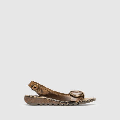 Brown Fly London Peru Buckle Women's Sandals | USA50ENDA