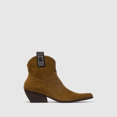 Brown Fly London Zip Up Women's Ankle Boots | USA15QBOL