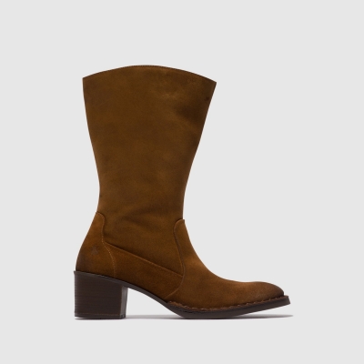 Brown Fly London Zip Up Women's Boots | USA81GCSX