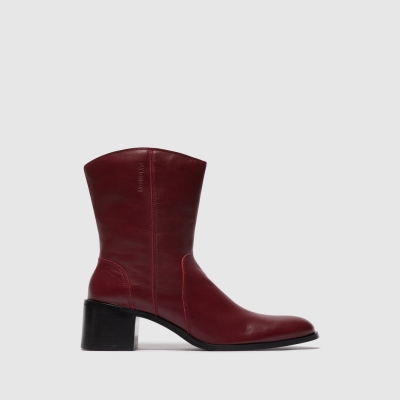 Burgundy Fly London Zip Up Women's Ankle Boots | USA81BMGU