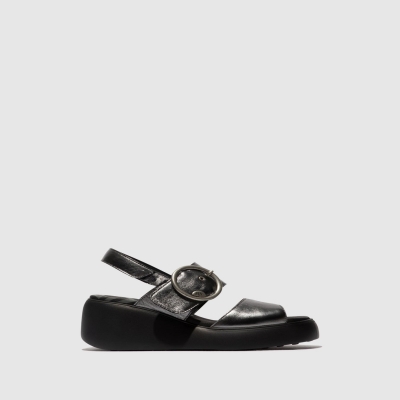 Deep Grey Fly London Sling-Back Women's Sandals | USA75KYDV