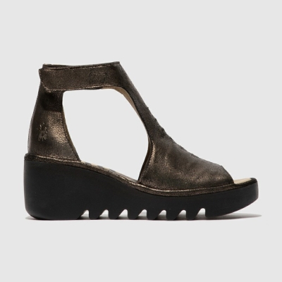 Deep Grey Fly London Upper Leather Women's Wedge | USA82ETUY