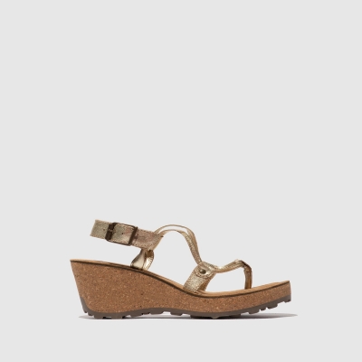 Gold Fly London T-Strap Women's Sandals | USA76EWOL