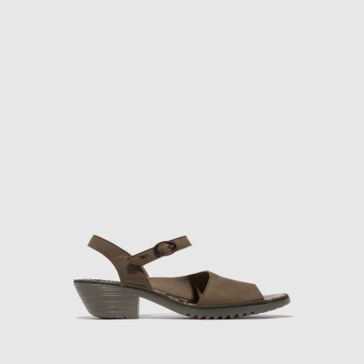 Khaki Fly London Sling-Back Women's Sandals | USA37YWRC