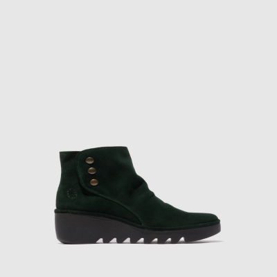 Oilsuede Green Fly London Zip Up Women's Ankle Boots | USA20EBZG