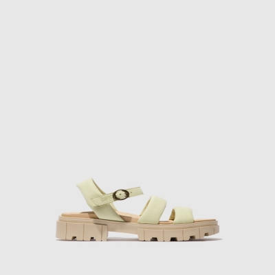 Pale Yellow Fly London Sling-Back Women's Sandals | USA65DPVU