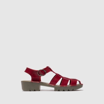 Red Fly London T-Strap Women's Sandals | USA42IQPY