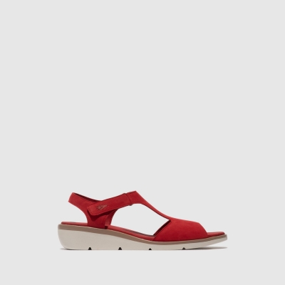 Red Fly London T-Strap Women's Sandals | USA97XQMH