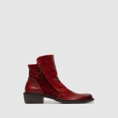 Red Fly London Zip Up Women's Ankle Boots | USA05UPFH