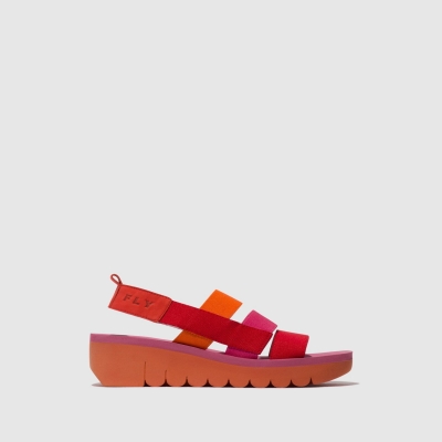 Red / Orange / Rose Fly London Strappy Women's Sandals | USA58KTLN