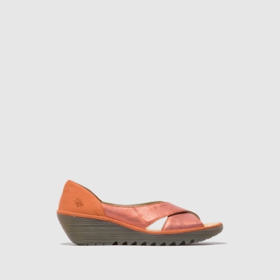 Salmon / Peach Fly London Crossover Women's Sandals | USA63ZOQN