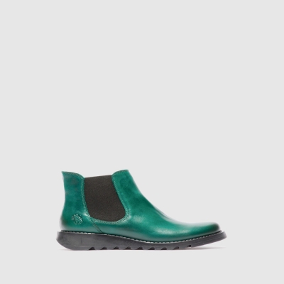 Shamrock Green / Black Fly London Chelsea Women's Ankle Boots | USA26EFHT