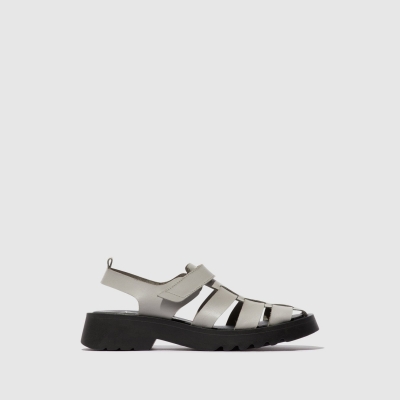 Silver Gray Fly London Strappy Women's Sandals | USA96FOPC