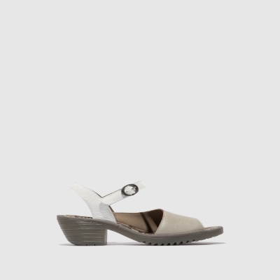 Silver / White Fly London Sling-Back Women's Sandals | USA20TEJH