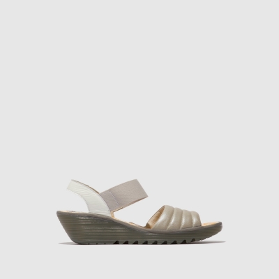 Silver / White Fly London Sling-Back Women's Sandals | USA46OTGE