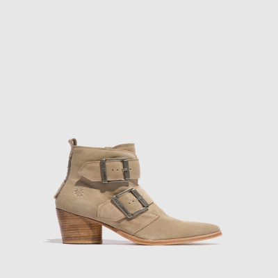 Suede Brown Fly London Buckle Women's Ankle Boots | USA76IAPE