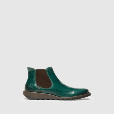 Turquoise Green Fly London Chelsea SALV Women's Ankle Boots | USA49XJFI