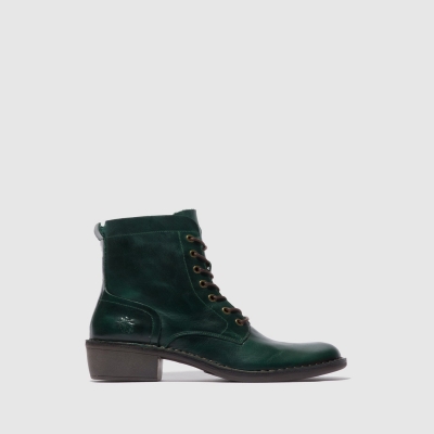 Turquoise Green Fly London Lace-up Women's Ankle Boots | USA62WOEN