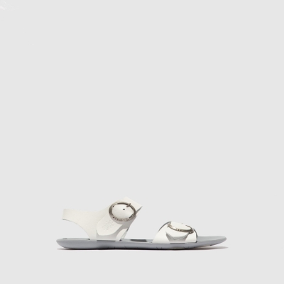 White Fly London Buckle Women's Sandals | USA64CPXD