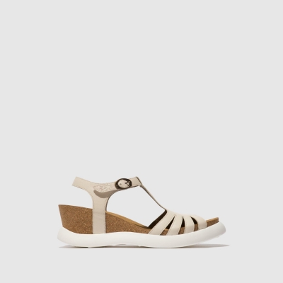 White Fly London T-Strap Women's Sandals | USA74JETB