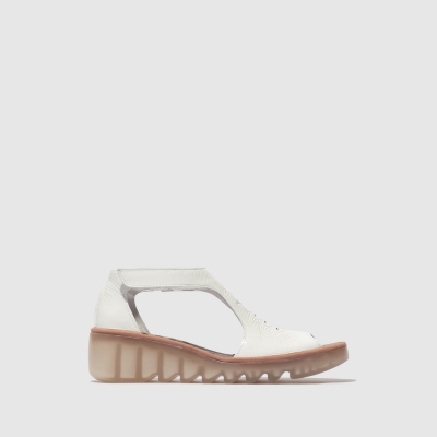 White / Pink Fly London T-Strap Women's Sandals | USA75YCND