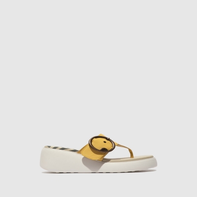 Yellow Fly London Buckle Women's Mules | USA30MJRL