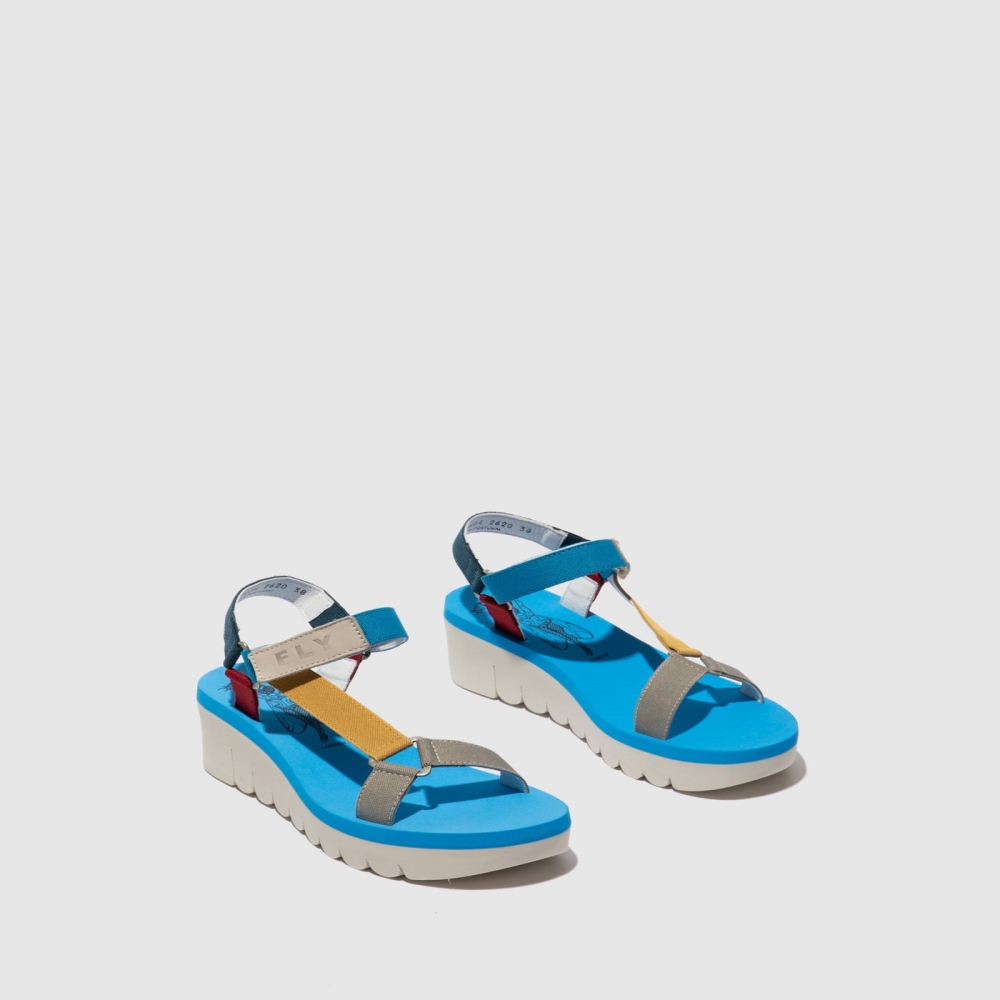 Azure Fly London Velcro Women's Sandals | USA93KDEV