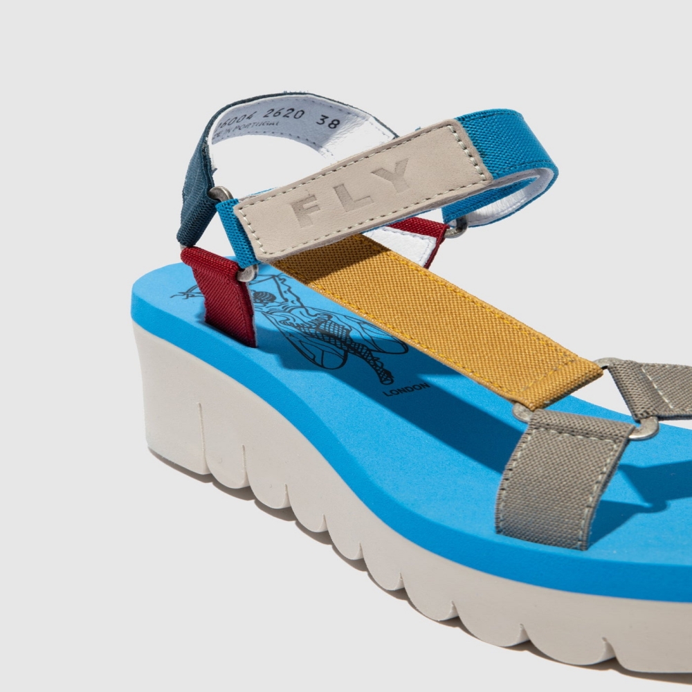 Azure Fly London Velcro Women's Sandals | USA93KDEV