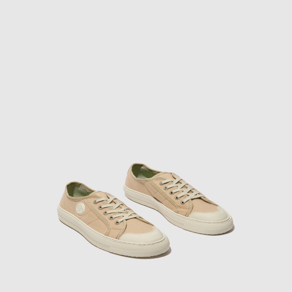 Beige Fly London Lace-up Women's Trainers | USA75CSBN