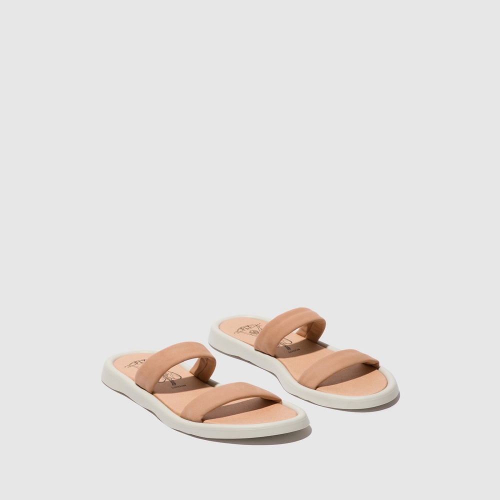 Beige Pink Fly London Flat Women's Sandals | USA35YVGD