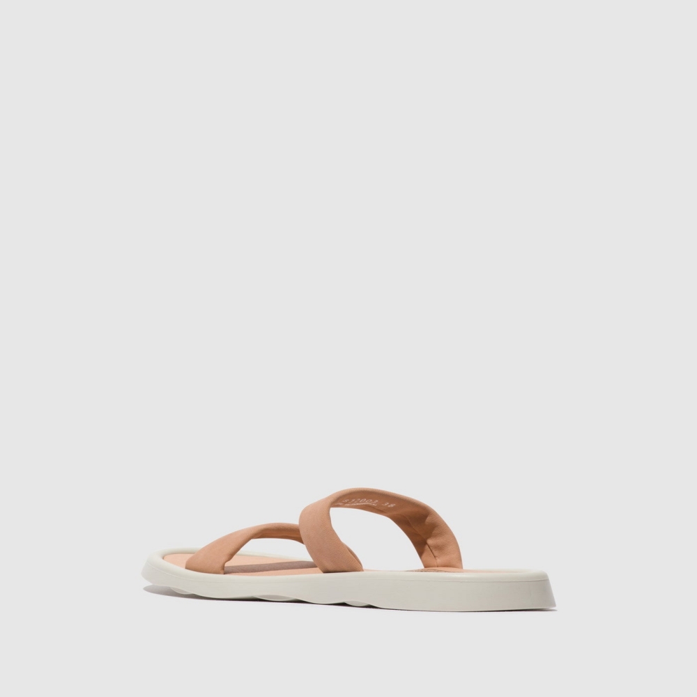 Beige Pink Fly London Flat Women's Sandals | USA35YVGD