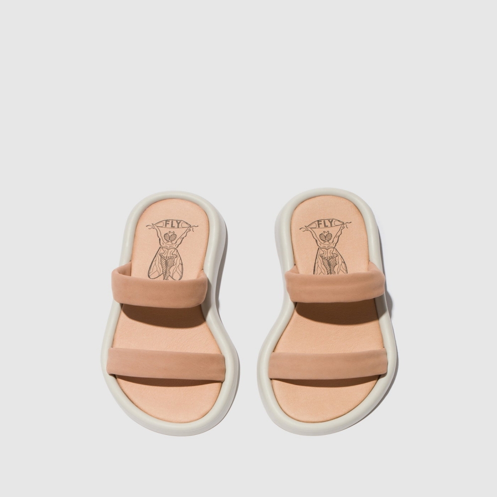 Beige Pink Fly London Flat Women's Sandals | USA35YVGD