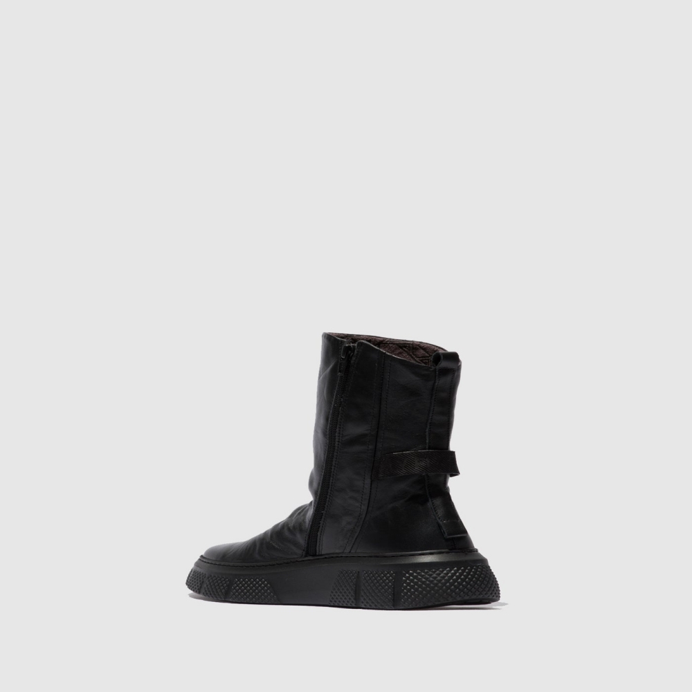 Black / Black Fly London Zip Up Women's Boots | USA19XALR