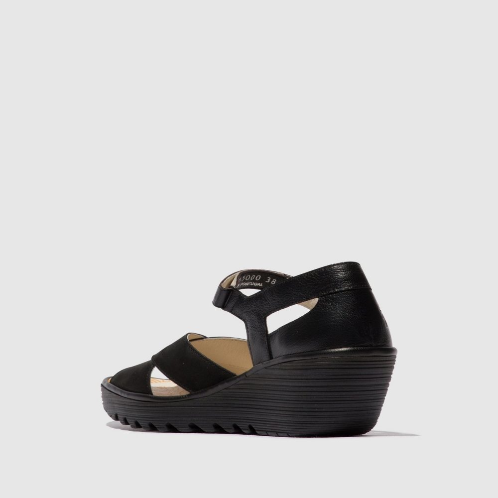 Black Fly London Ankle Strap Women's Sandals | USA98ZKQL