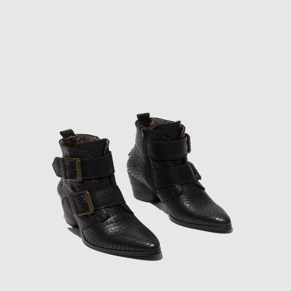 Black Fly London Buckle Women's Ankle Boots | USA76PDOT