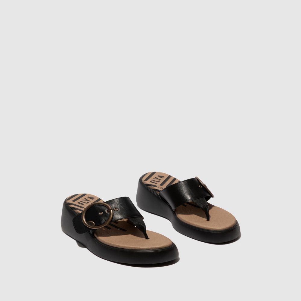 Black Fly London Buckle Women's Mules | USA86UDRI