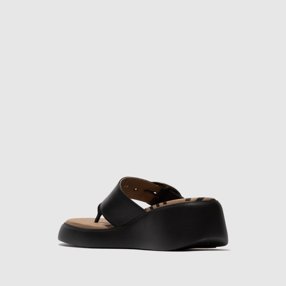 Black Fly London Buckle Women's Mules | USA86UDRI