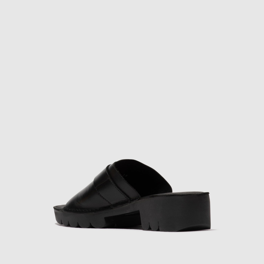 Black Fly London Buckle Women's Mules | USA89QWUX