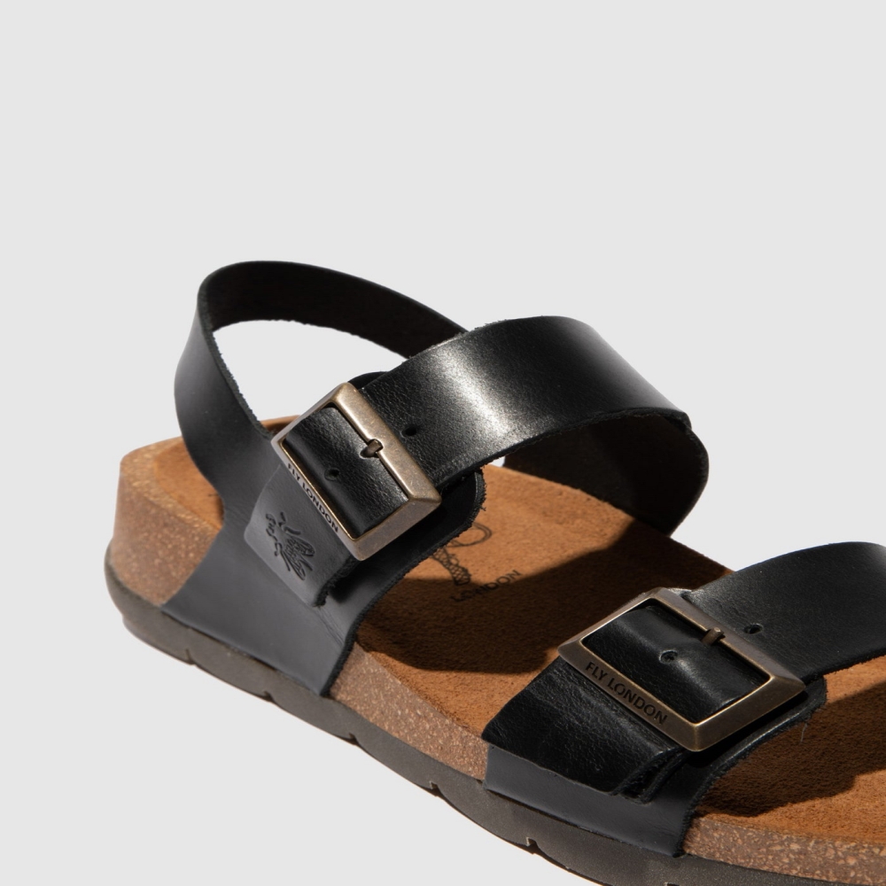 Black Fly London Buckle Women's Sandals | USA73YCKB