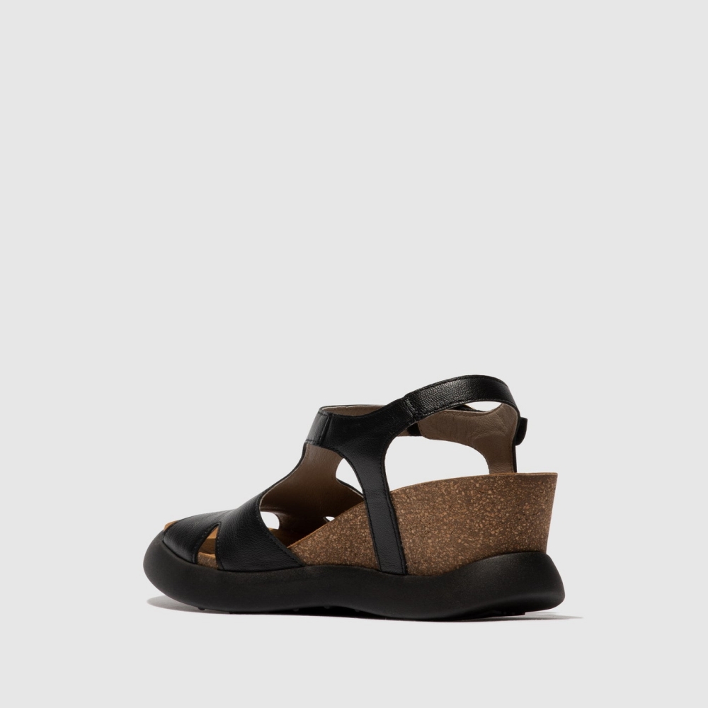 Black Fly London Buckle Women's Sandals | USA80KQTW