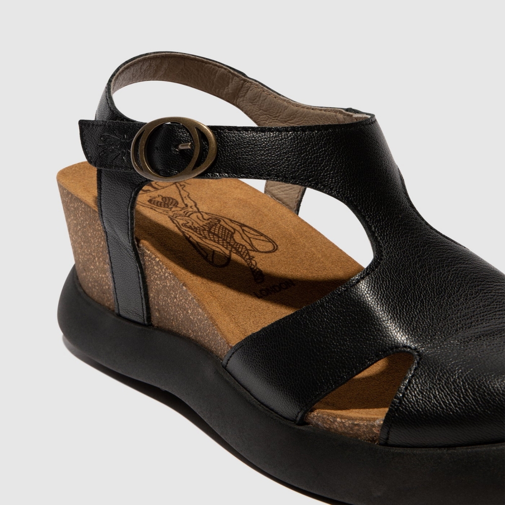 Black Fly London Buckle Women's Sandals | USA80KQTW