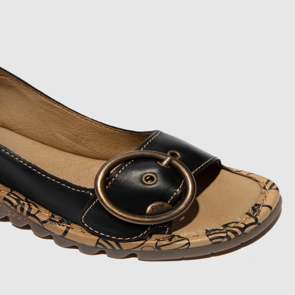 Black Fly London Buckle Women's Sandals | USA82AHFX